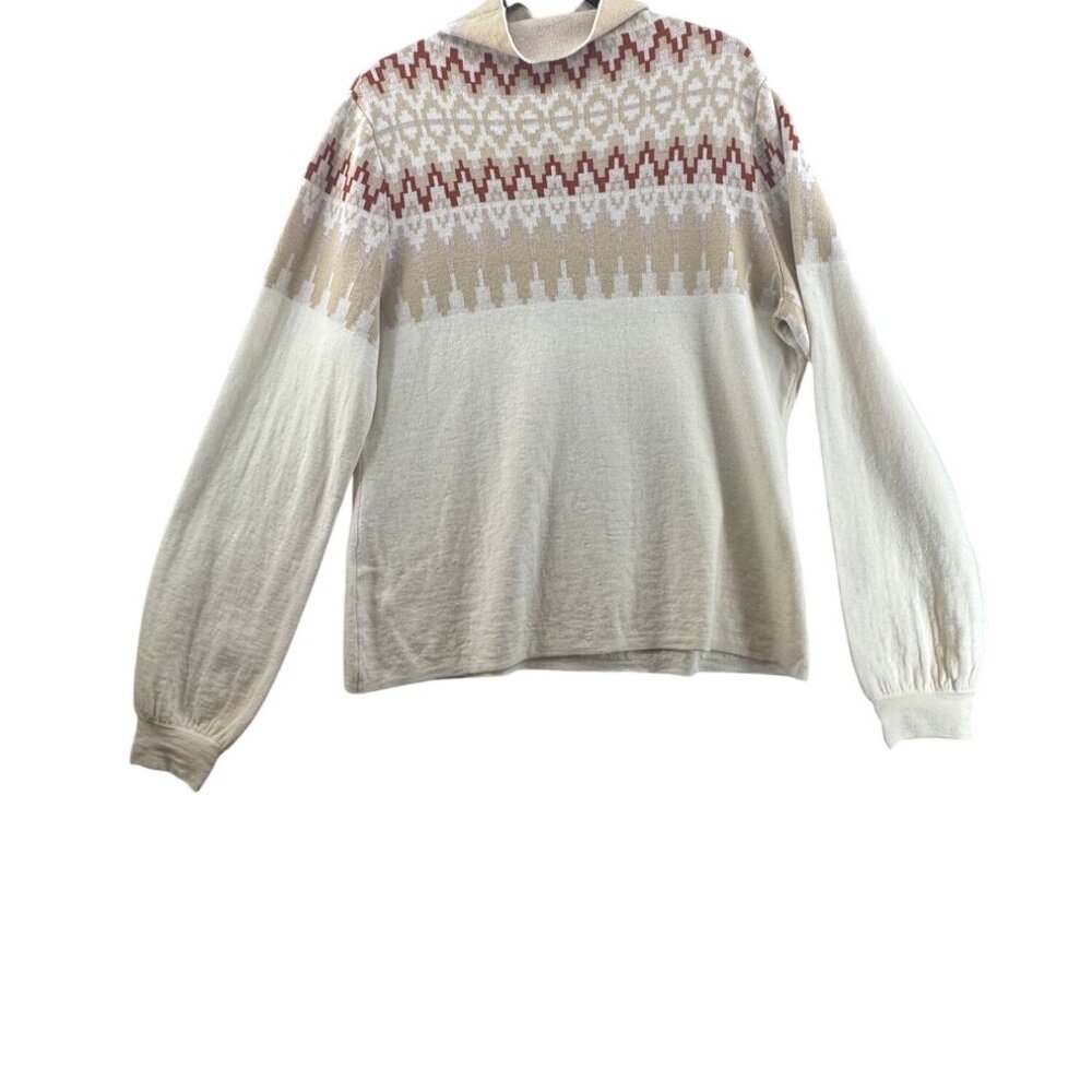 Icelandic Design 100% Merino Wool Mock Turtleneck Sweater Cream Size XL